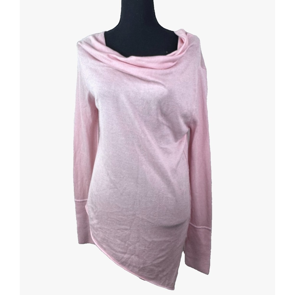 Bebe Silk Cashmere Sweater Women L Baby Pink Asymmetrical Cowl‎ Neck Soft Girl
